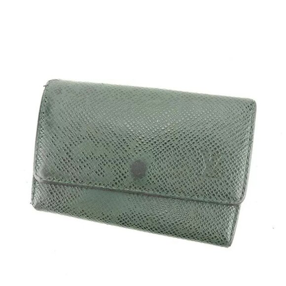 Louis Vuitton Key holder Key case Taiga Green Mens Authentic - Picture 1 of 11